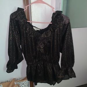 Black and gold cheat print blouse.